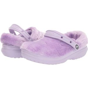 Fuzzy light purple Crocs